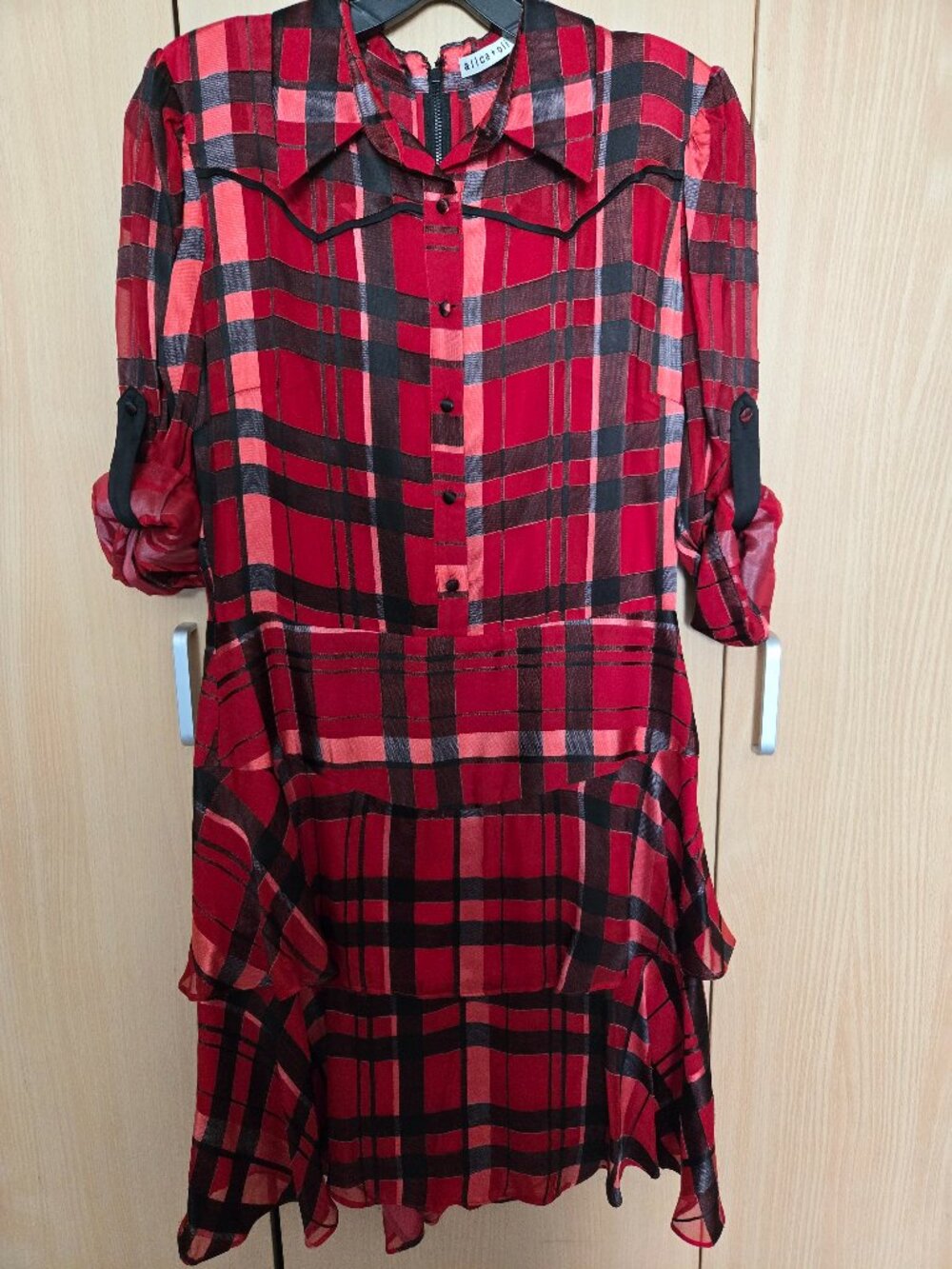 Alice & Olivia Ladies Red Plaid Dress